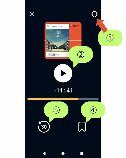 Audible_カーモードのスマホ画面