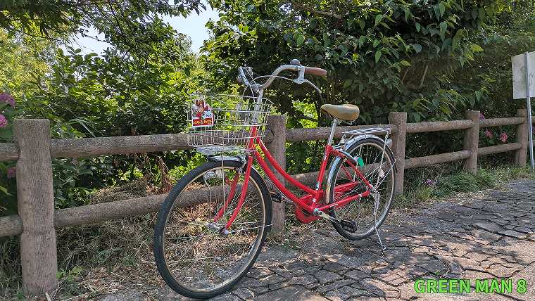 レンタサイクルで借りた自転車の写真