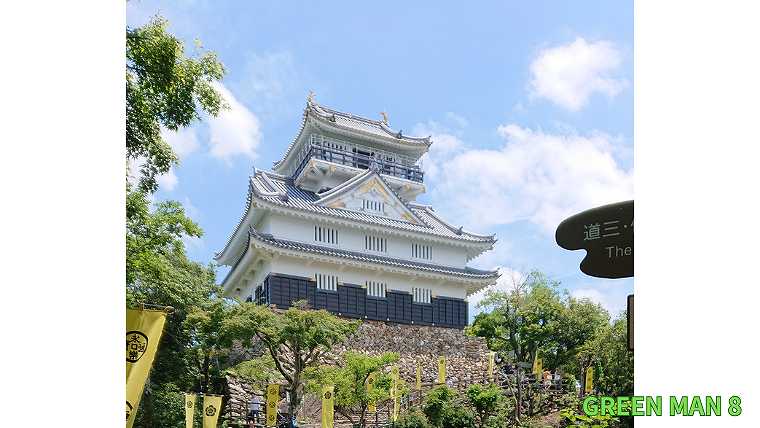 金華山の山頂から見る岐阜城の写真
